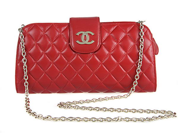 Fake Chanel A20163 Red Lambskin Leather Cluth Bag On Sale